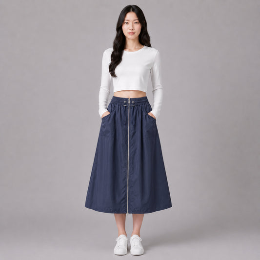 COLEGACY Women Nylon Midi Skirt