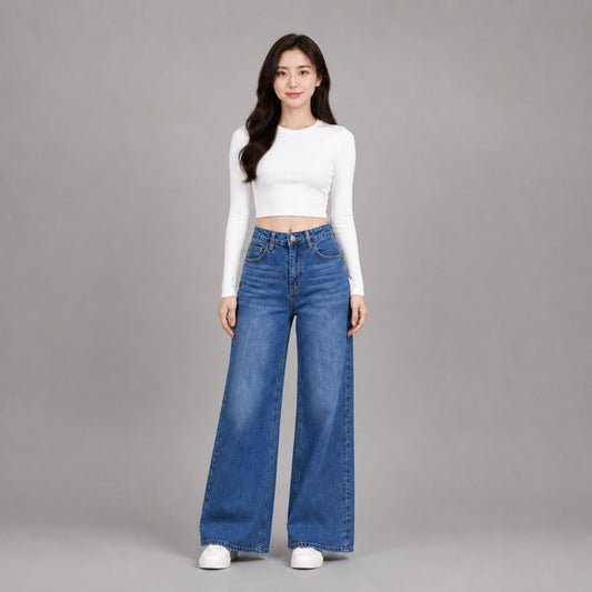 COLEGACY Women High Waist Wide Leg Jeans