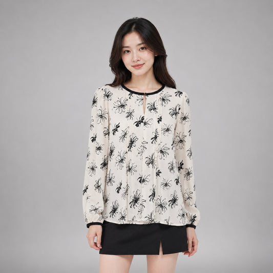 COLEGACY Women Floral Print Long Sleeve Blouse