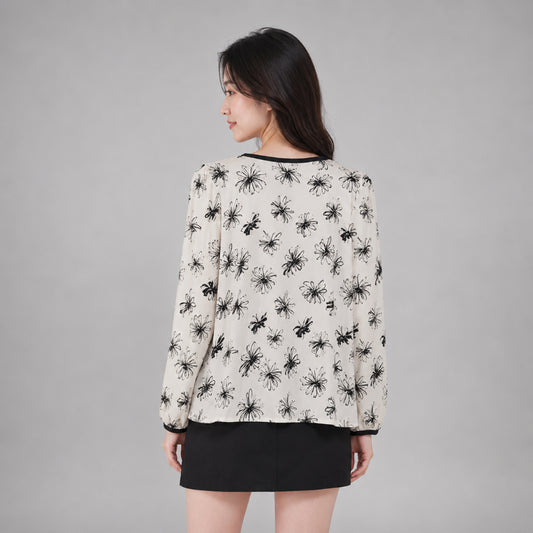 COLEGACY Women Floral Print Long Sleeve Blouse