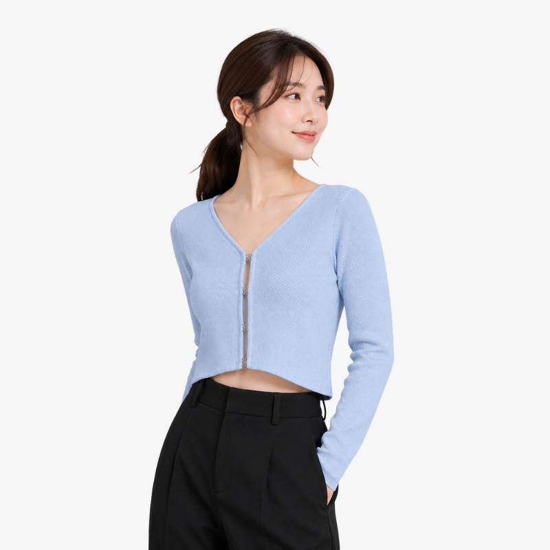 COLEGACY Women Knit Long Sleeve Crop Top