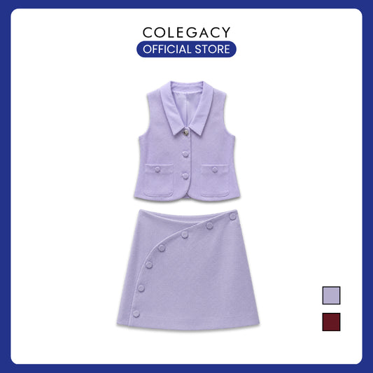 COLEGACY Women Sleeveless Vest Skirt Set | Korean Style Elegant Outfit