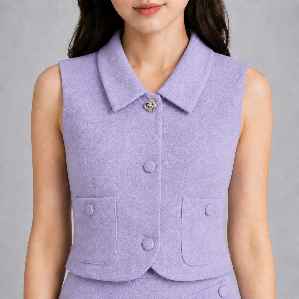 COLEGACY Women Sleeveless Vest Skirt Set