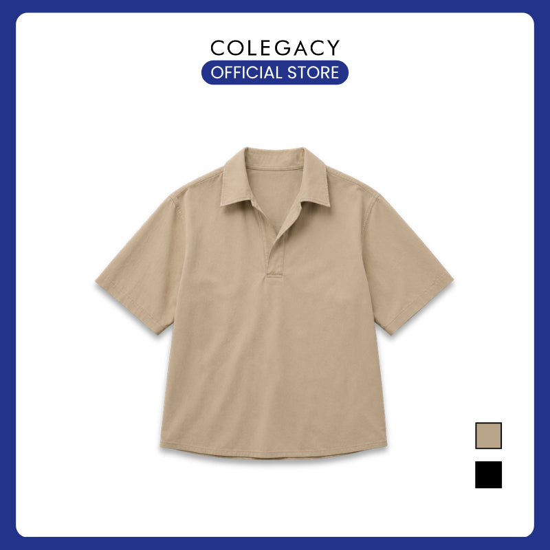 COLEGACY Men Open Collar Short Sleeve Shirt