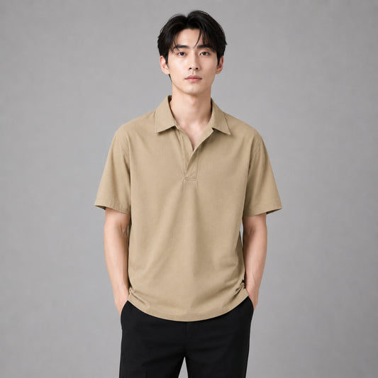 COLEGACY Men Open Collar Short Sleeve Shirt