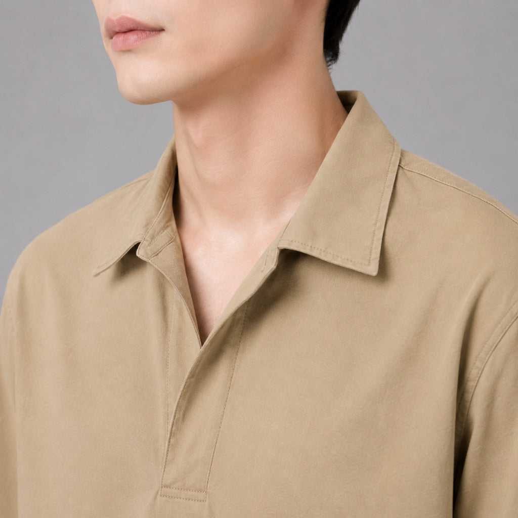 COLEGACY Men Open Collar Short Sleeve Shirt