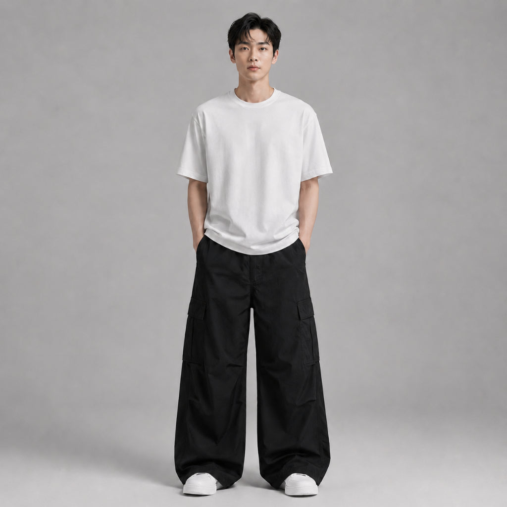 COLEGACY Men Wide Leg Cargo Pants