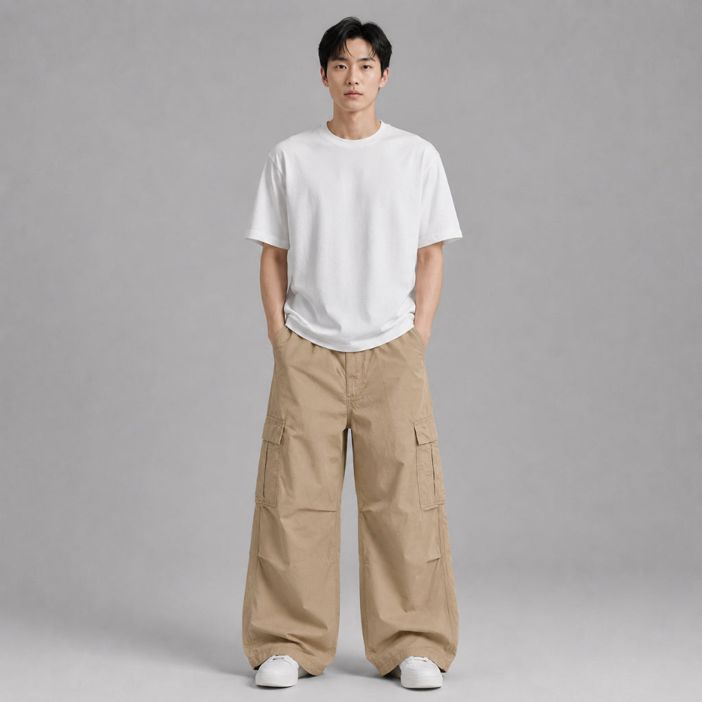 COLEGACY Men Wide Leg Cargo Pants