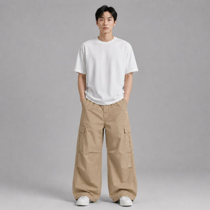 COLEGACY Men Wide Leg Cargo Pants