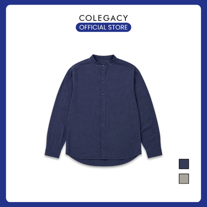 COLEGACY Men Mandarin Collar Long Sleeve Shirt