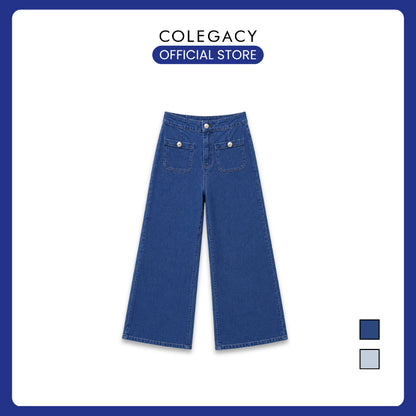 COLEGACY Women Wide Leg Denim Pants