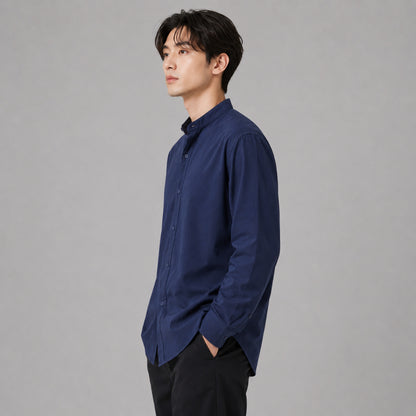 COLEGACY Men Mandarin Collar Long Sleeve Shirt