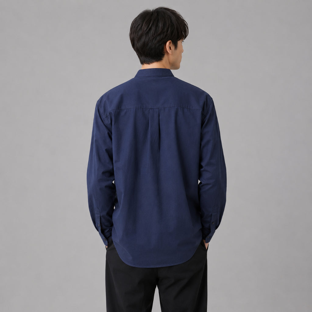 COLEGACY Men Mandarin Collar Long Sleeve Shirt