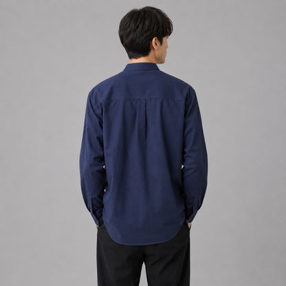 COLEGACY Men Mandarin Collar Long Sleeve Shirt
