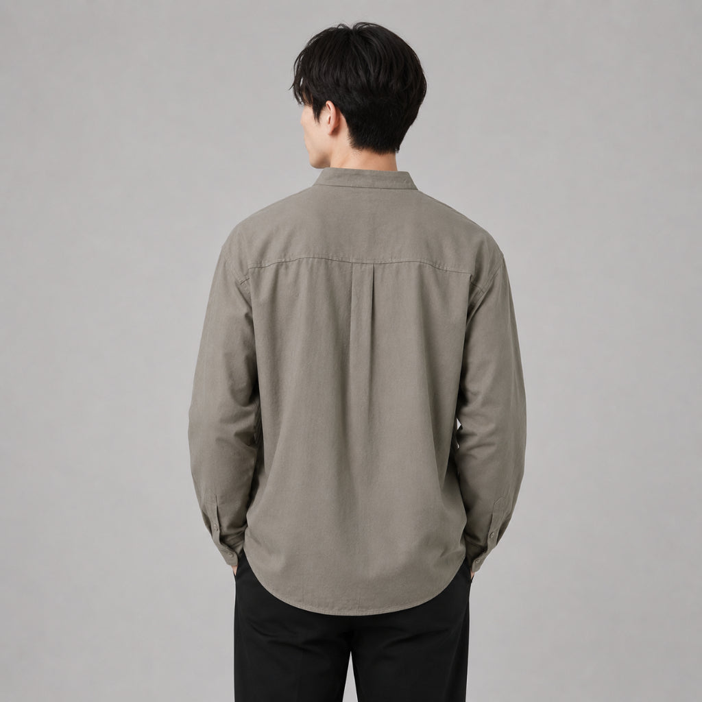 COLEGACY Men Mandarin Collar Long Sleeve Shirt