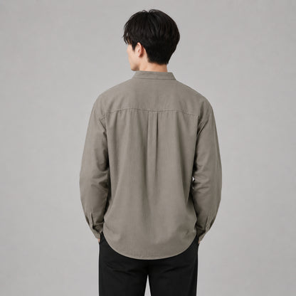 COLEGACY Men Mandarin Collar Long Sleeve Shirt