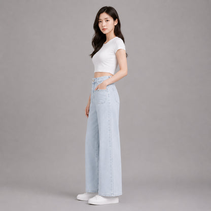 COLEGACY Women Wide Leg Denim Pants