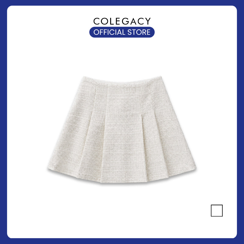 COLEGACY Women Pleated Tweed Mini Skirt