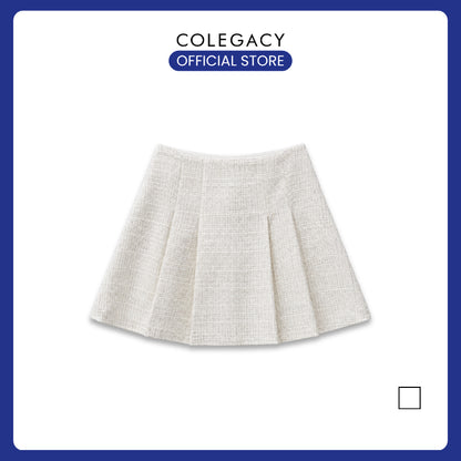 COLEGACY Women Pleated Tweed Mini Skirt