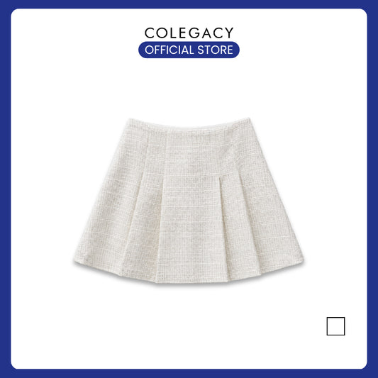 COLEGACY Women Pleated Tweed Mini Skirt