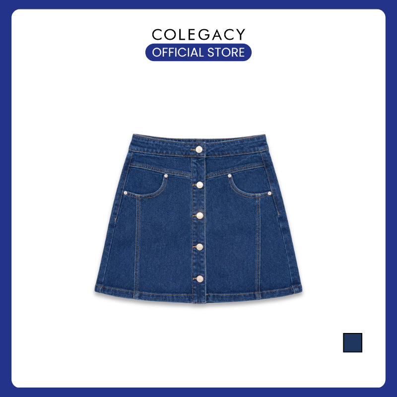 COLEGACY Women Button Denim Mini Skirt