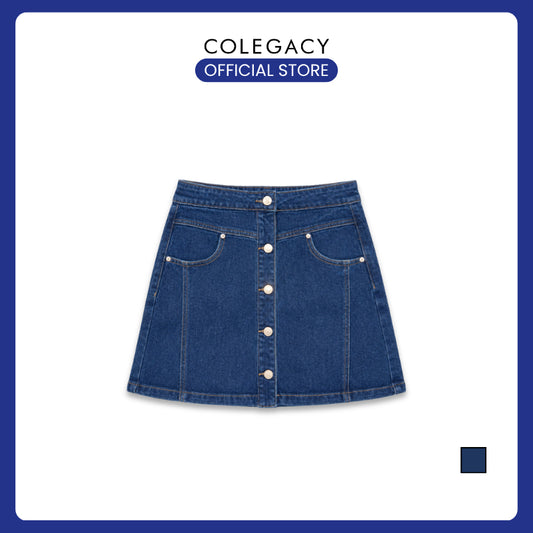 COLEGACY Women Button Denim Mini Skirt