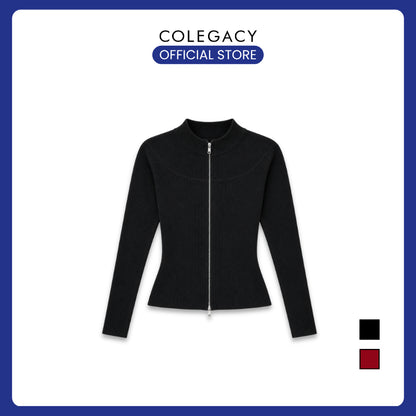 COLEGACY Women Zip Knit Long Sleeve Top