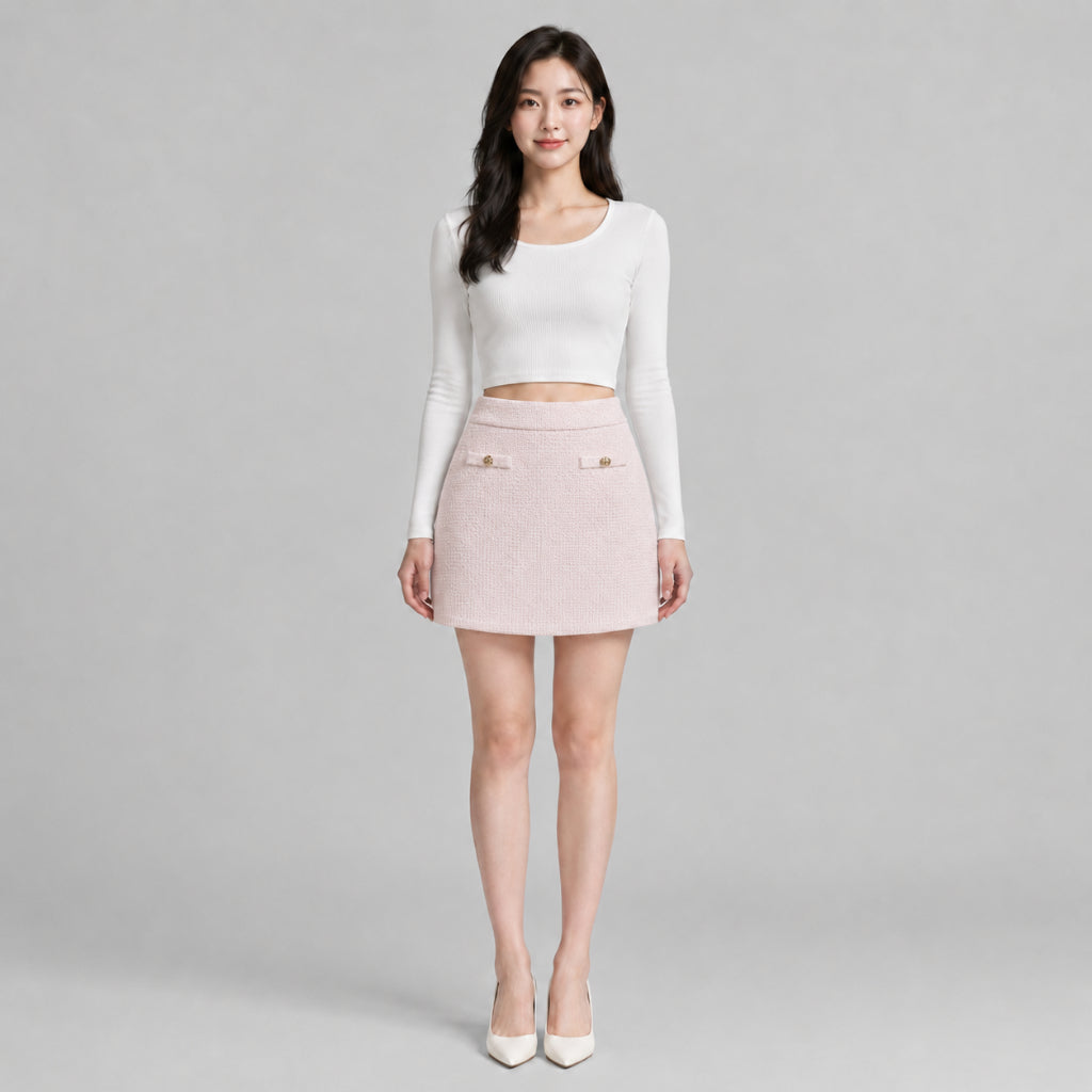 COLEGACY Women Tweed Mini Skirt