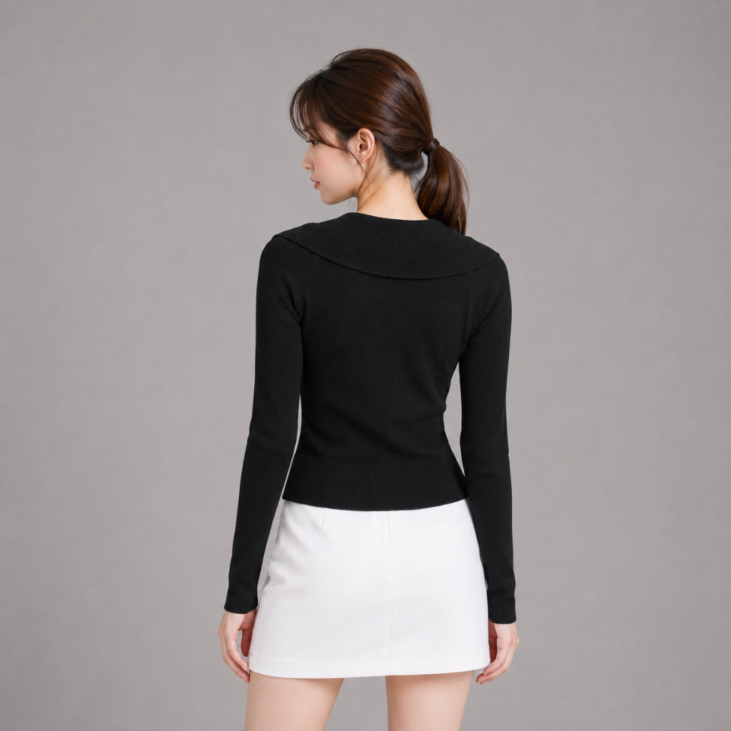 COLEGACY Women Zip Knit Long Sleeve Top