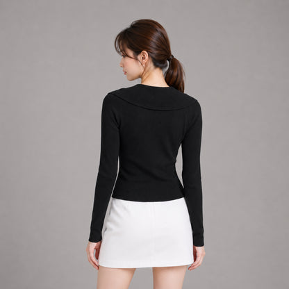 COLEGACY Women Zip Knit Long Sleeve Top