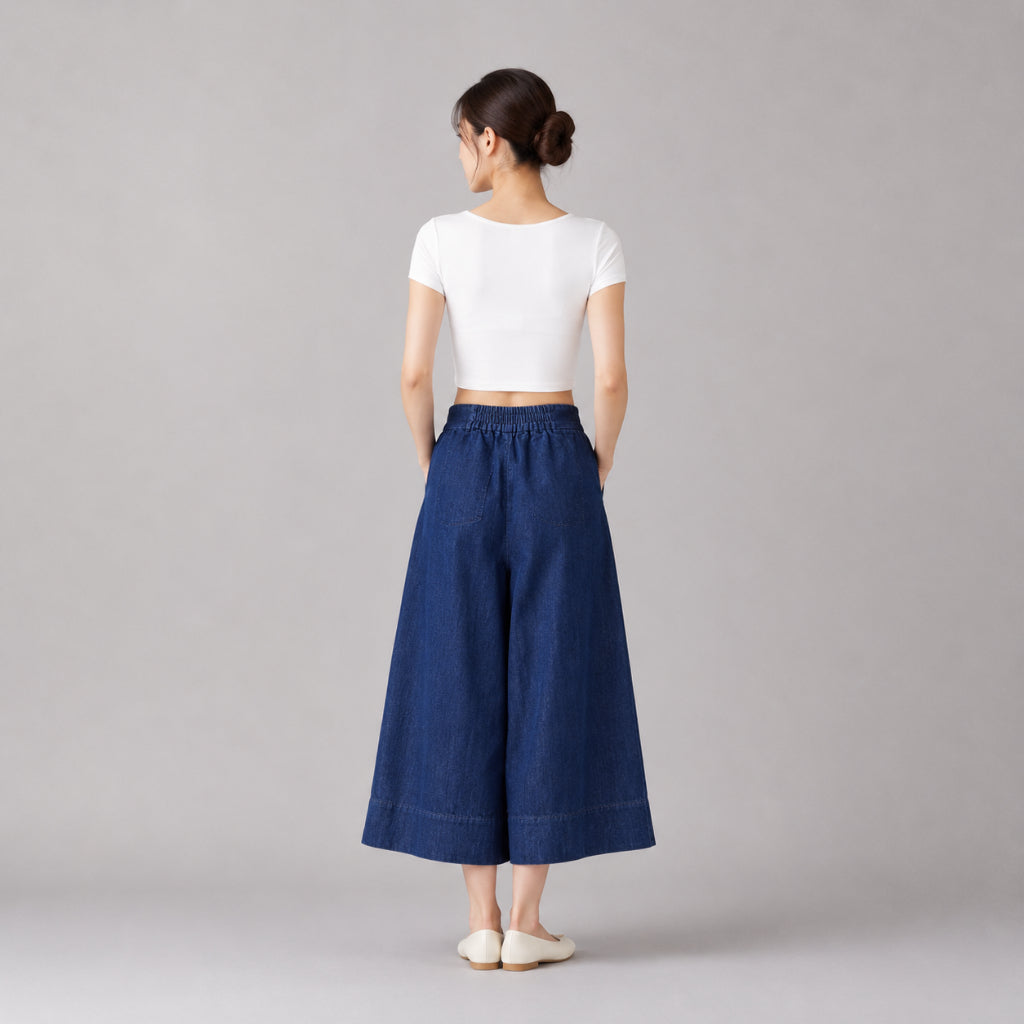 COLEGACY Women Wide Leg Denim Pants