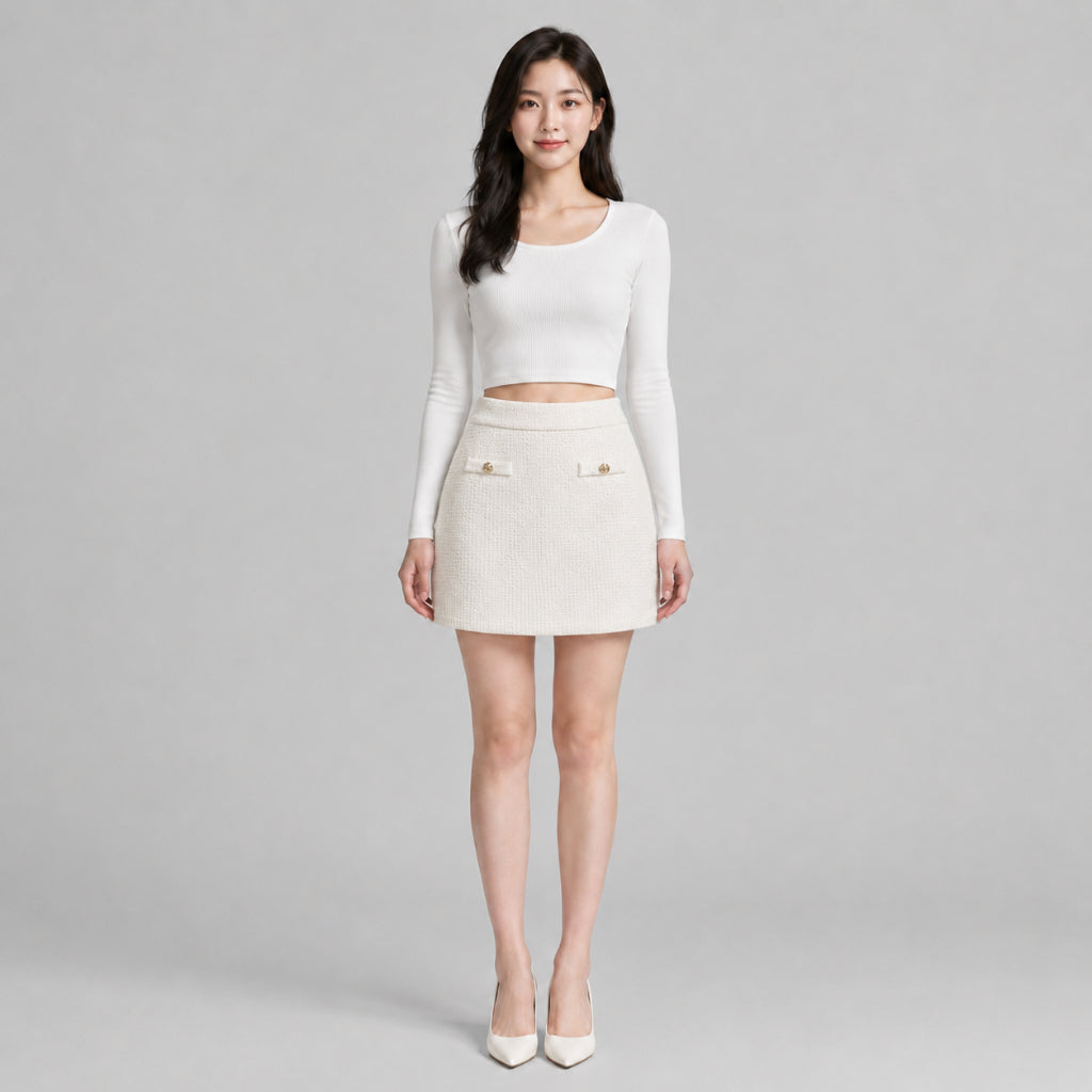 COLEGACY Women Tweed Mini Skirt