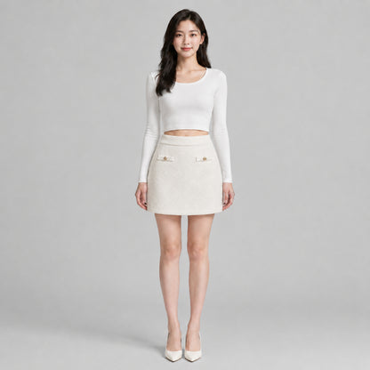 COLEGACY Women Tweed Mini Skirt