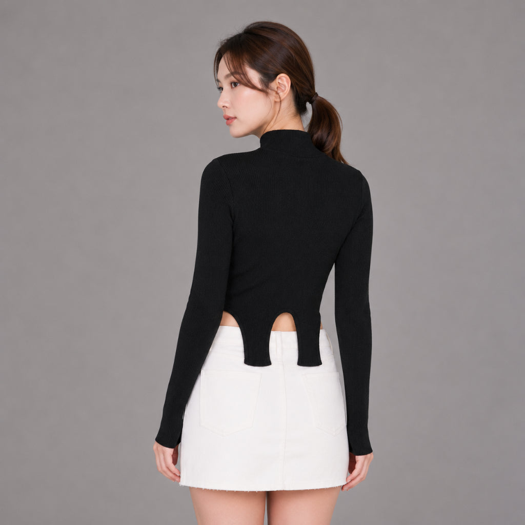 COLEGACY Women Zip Knit Crop Top