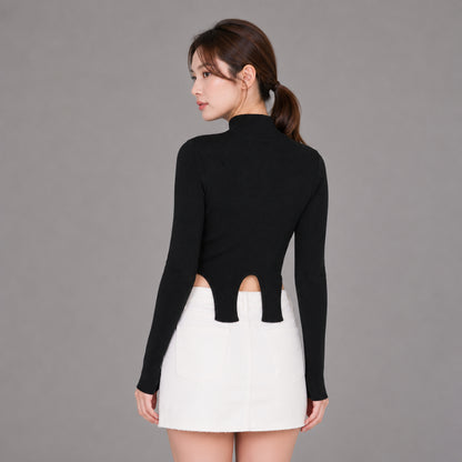 COLEGACY Women Zip Knit Crop Top