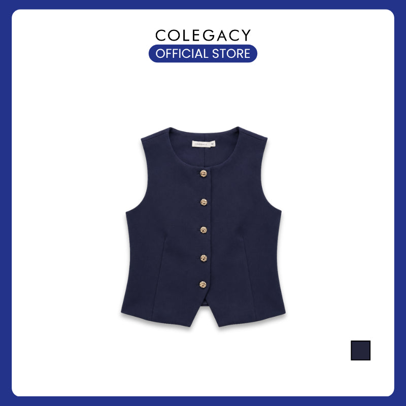 COLEGACY Women Button Vest Top