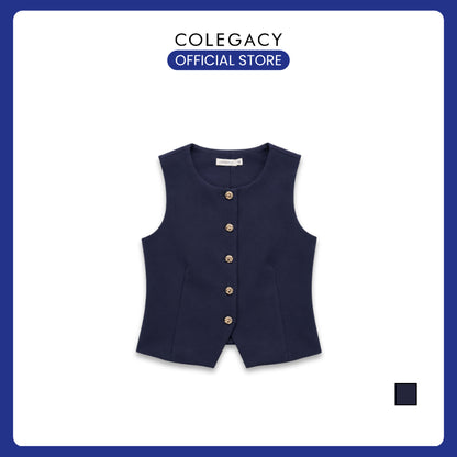 COLEGACY Women Button Vest Top