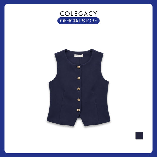 COLEGACY Women Button Vest Top