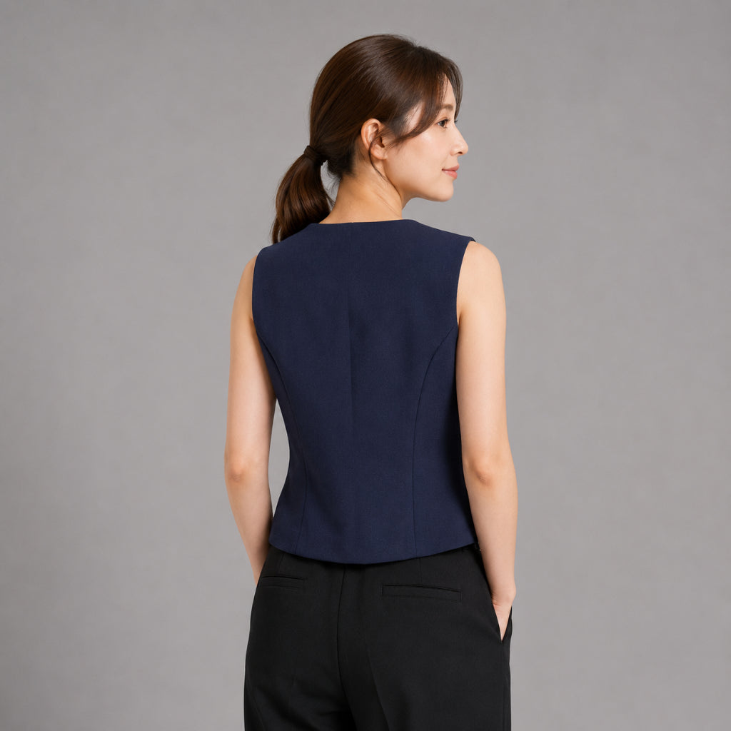 COLEGACY Women Button Vest Top