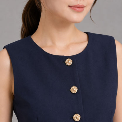 COLEGACY Women Button Vest Top