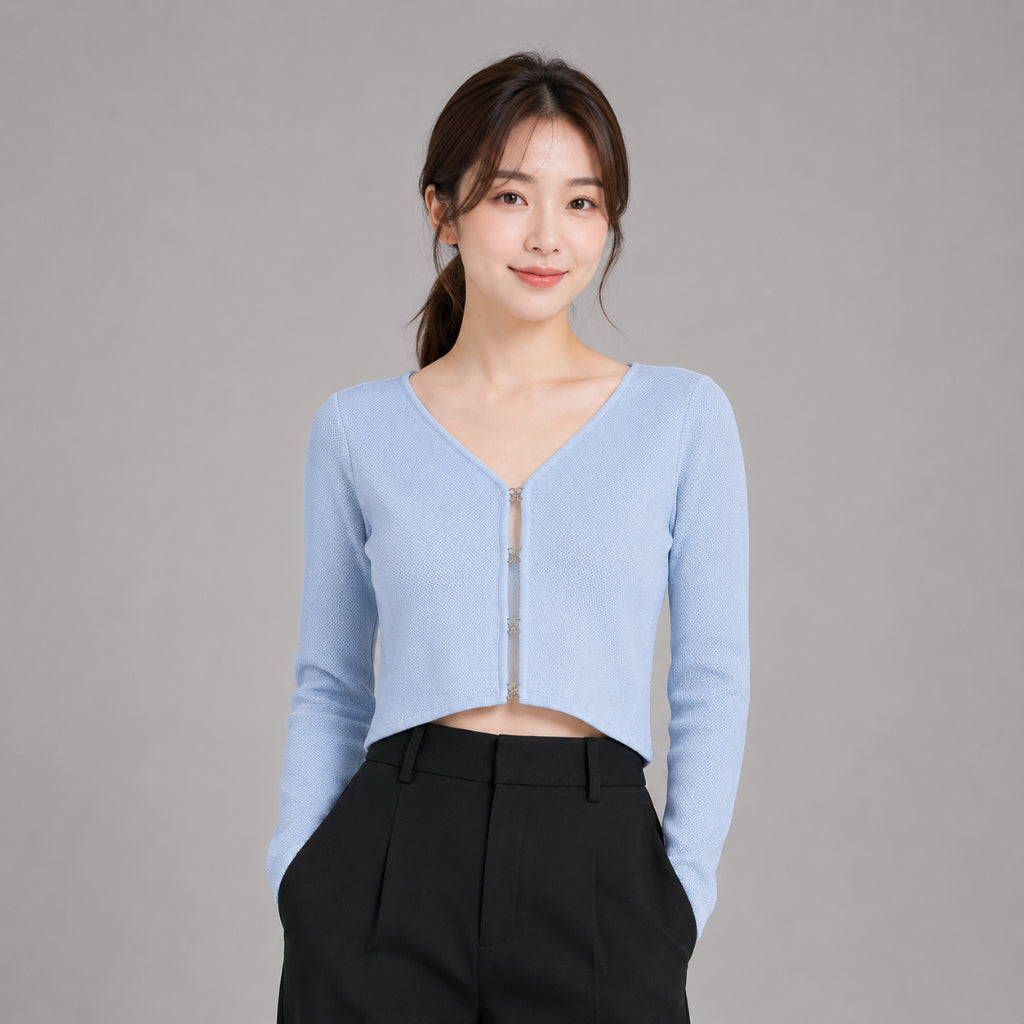 COLEGACY Women Knit Long Sleeve Crop Top