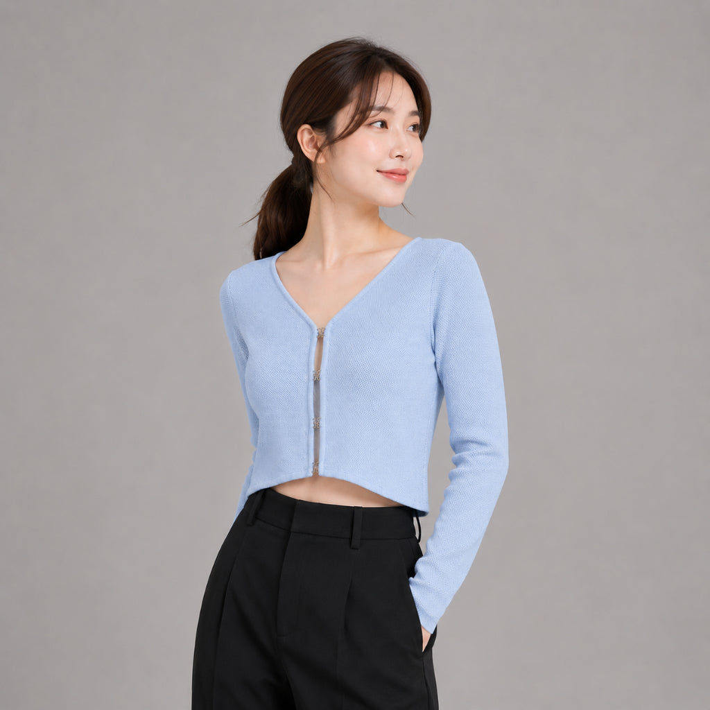 COLEGACY Women Knit Long Sleeve Crop Top