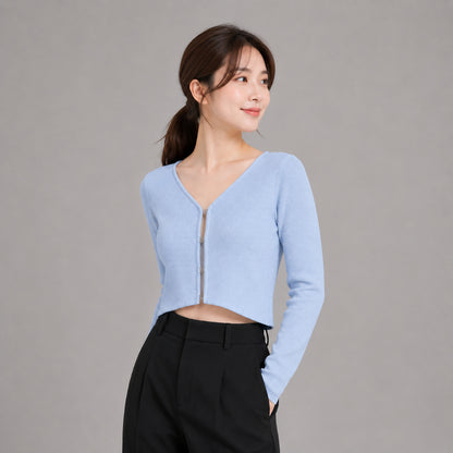 COLEGACY Women Knit Long Sleeve Crop Top