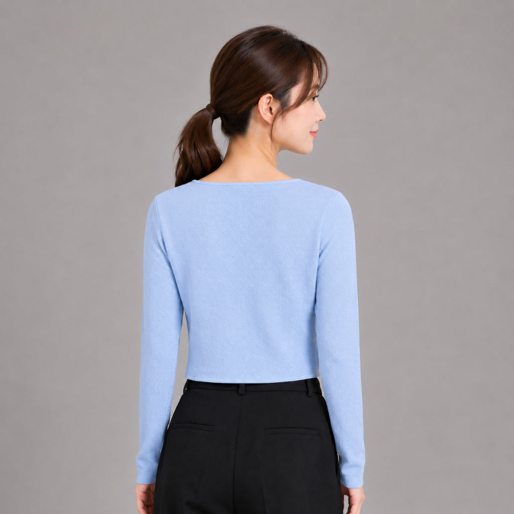 COLEGACY Women Knit Long Sleeve Crop Top