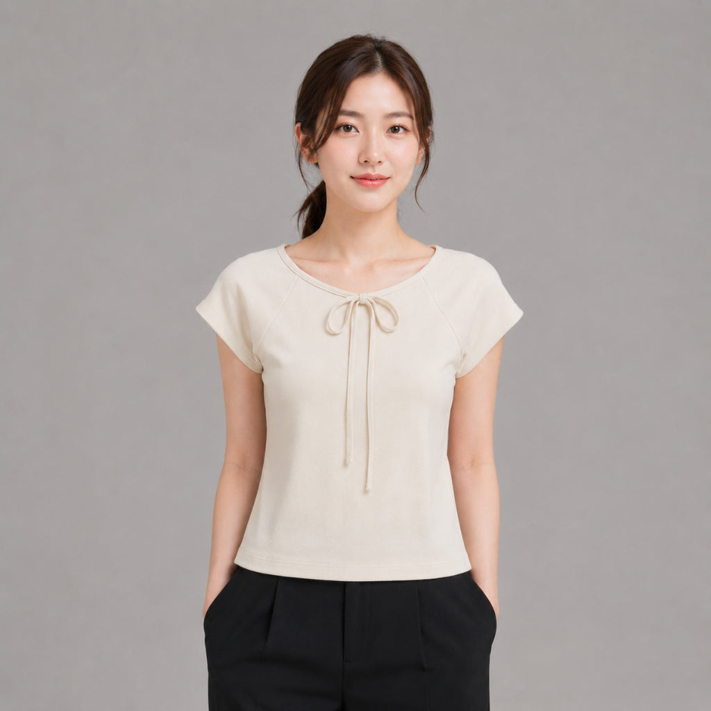 COLEGACY Women Ribbon Tie Crop Top