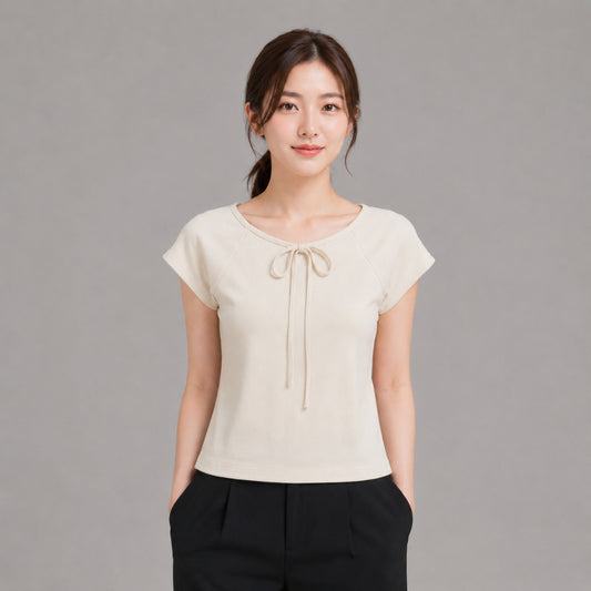 COLEGACY Women Ribbon Tie Crop Top