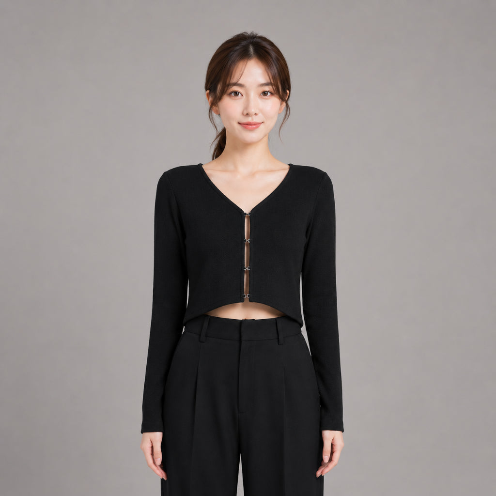 COLEGACY Women Knit Long Sleeve Crop Top