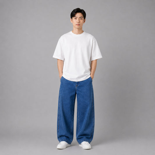 COLEGACY Men Wide Leg Denim Pants