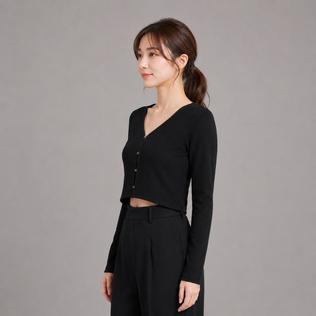 COLEGACY Women Knit Long Sleeve Crop Top