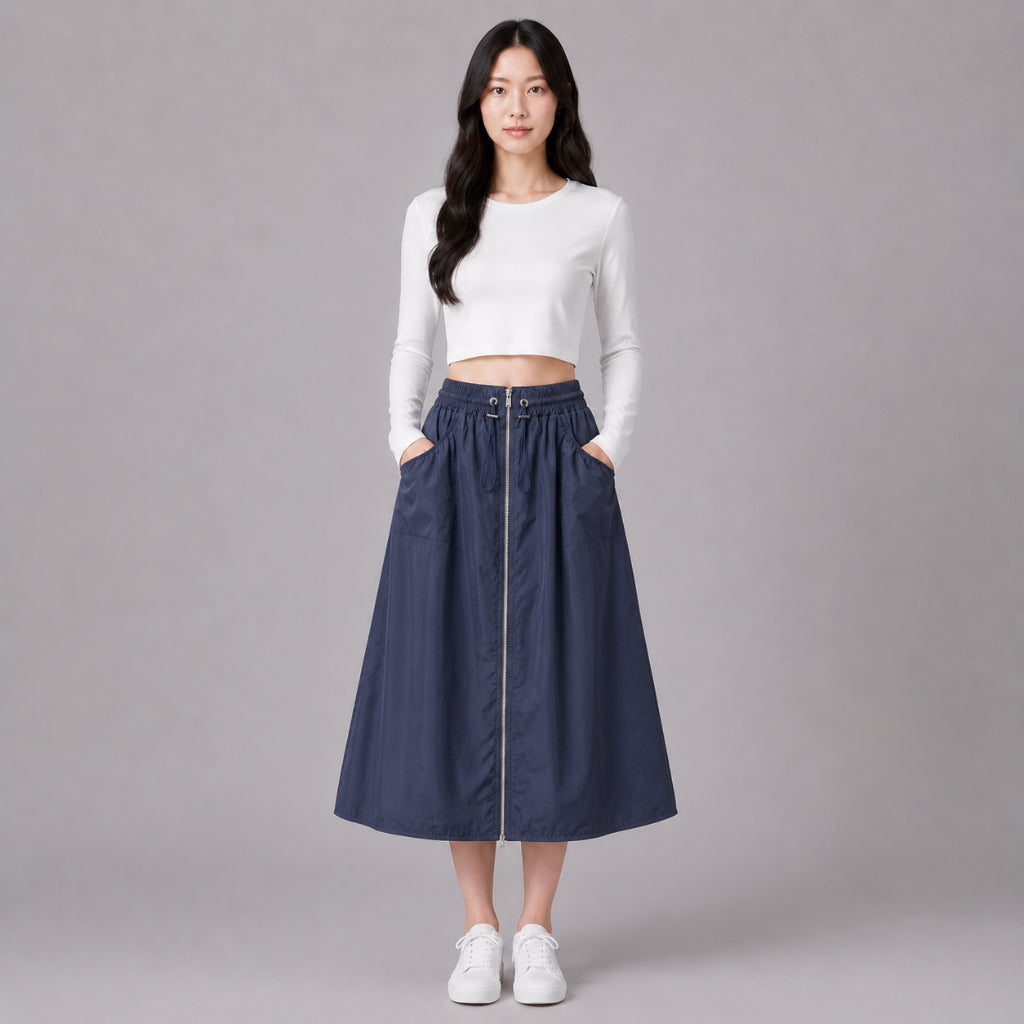COLEGACY Women Nylon Midi Skirt